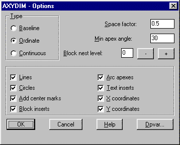 AXYDIM dialogue box