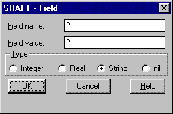 Data field dialogue box