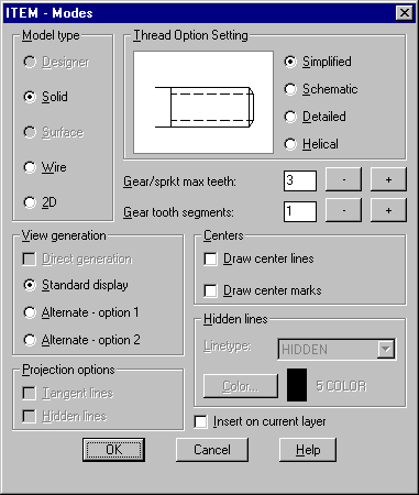 ITEMODES dialogue box