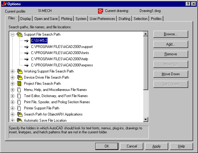 Preferences dialogue box