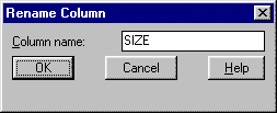 Rename Column dialogue box