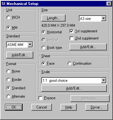 SETUP dialogue box