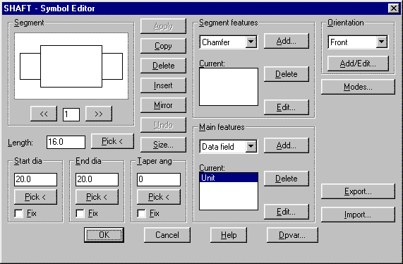 SHAFT dialogue box