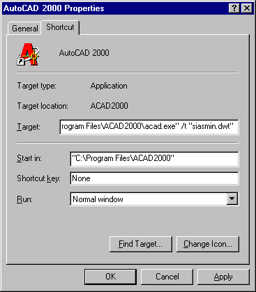Shortcut dialogue box