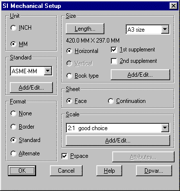 Setup parameters