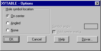 XYTABLE dialogue box